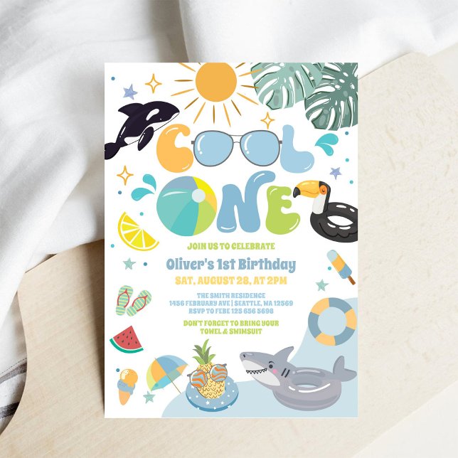 Invitation pour la fête d'anniversaire Cool One au (Créateur téléchargé)