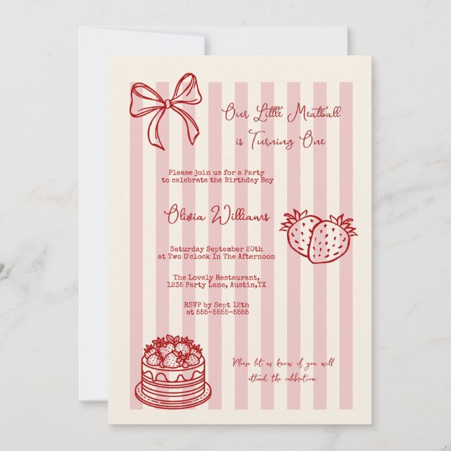 Invitation pour la fête d'anniversaire de 1 an ave (Devant)