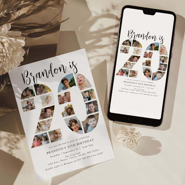 Invitation pour la fête d'anniversaire de 20 ans d (Créateur téléchargé)