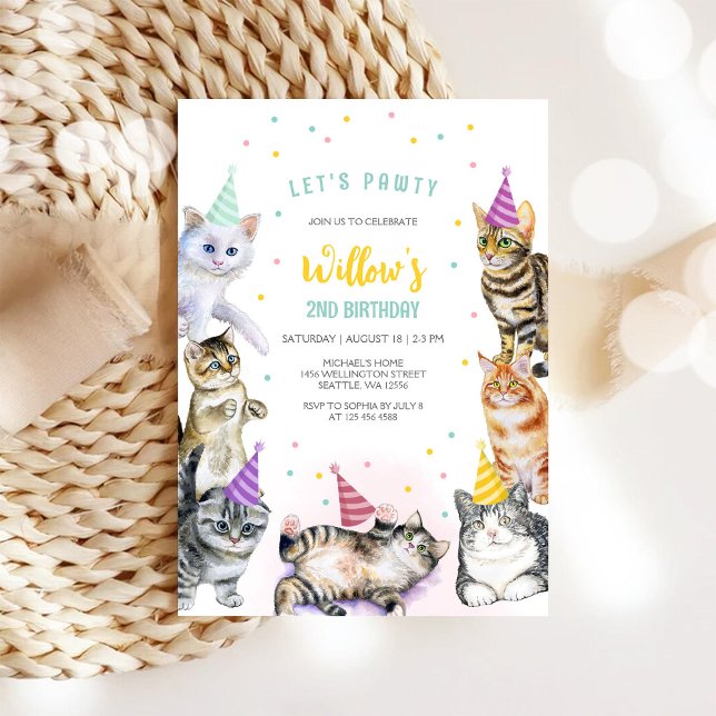 Invitation pour la fête d'anniversaire de chat mig (Créateur téléchargé)