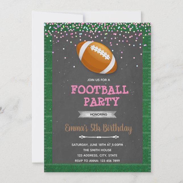Invitation pour la fête d'anniversaire de football (Devant)