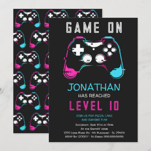 Invitation pour la fête d'anniversaire de jeu vidé