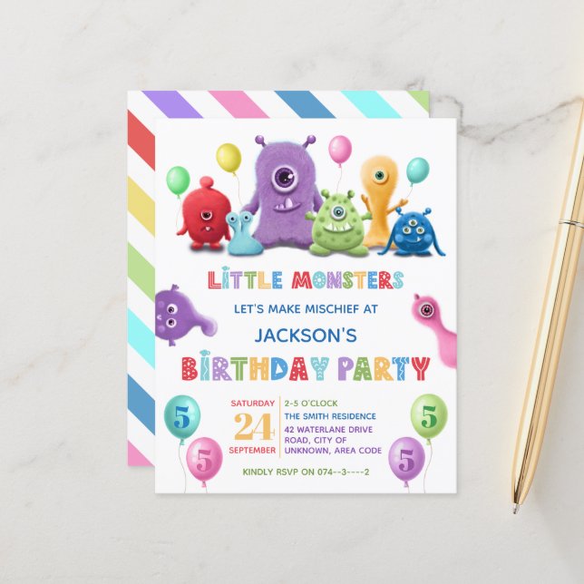 Invitation pour la fête d'anniversaire de Kid Litt (Devant/Arrière en situation)