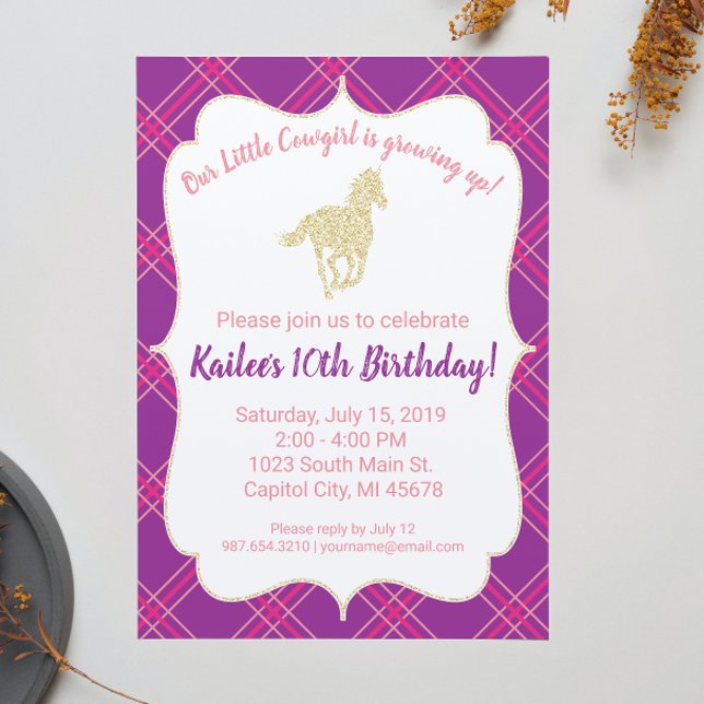 Invitation pour la fête d'anniversaire de la Cowgi (Créateur téléchargé)