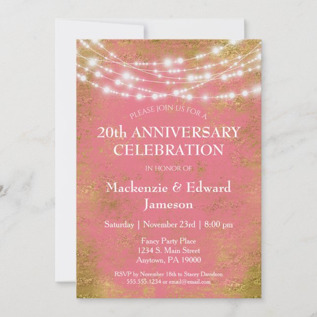 Invitation pour la fête d'anniversaire de mariage  (Devant)