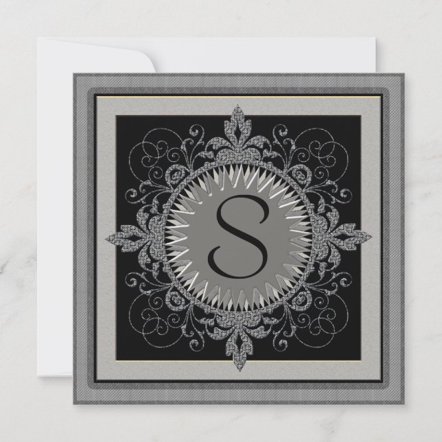 Invitation pour la fête d'anniversaire de monogram (Devant)