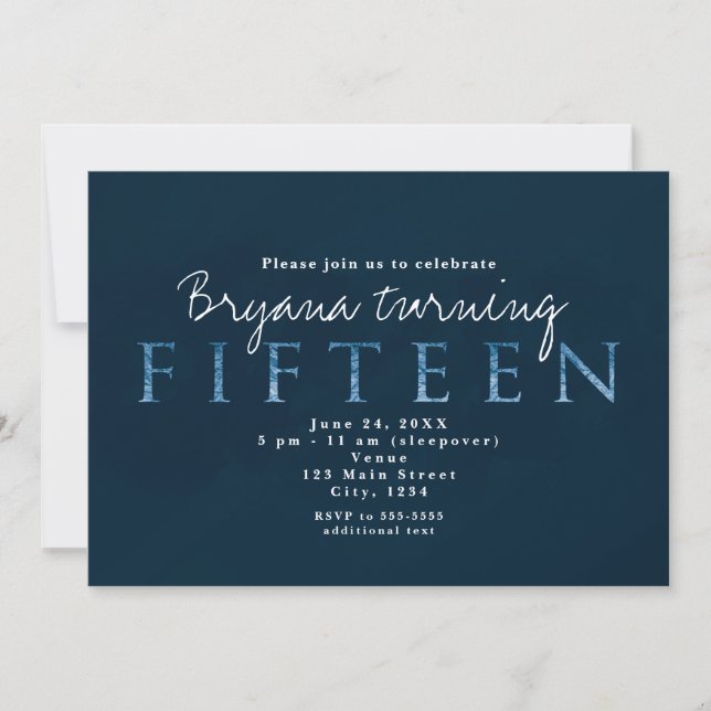 Invitation pour la fête d'anniversaire des 15 ans  (Devant)