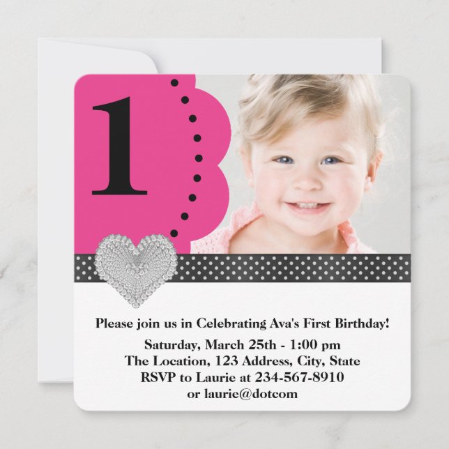 Invitation pour la fête d'anniversaire des 1 an de (Devant)