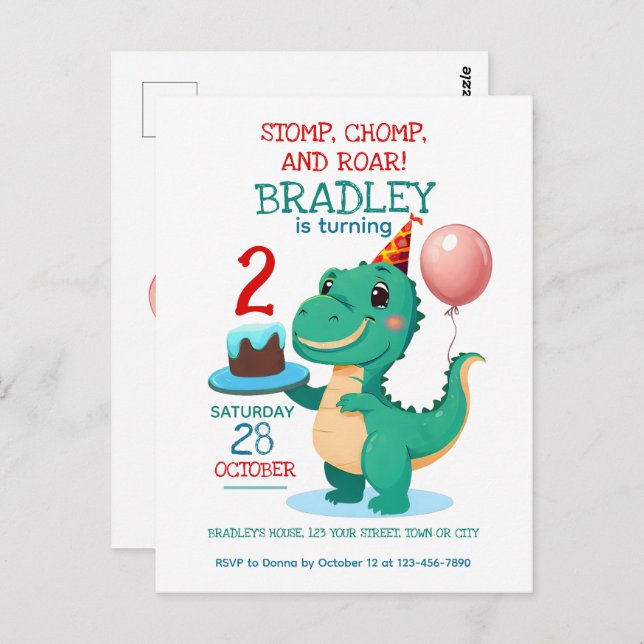 Invitation pour la fête d'anniversaire des 2 ans d (Devant / Derrière)