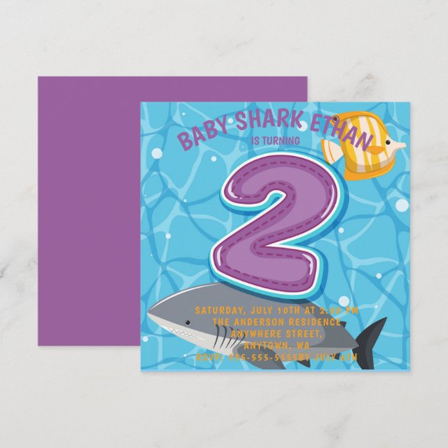 Invitation pour la fête d'anniversaire des 2 ans d (Devant / Derrière)