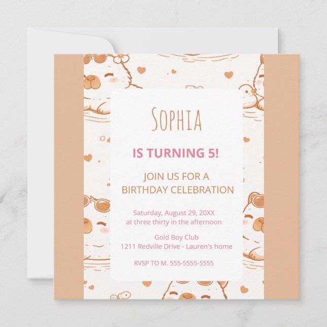 Invitation pour la fête d'anniversaire des adorabl (Devant)