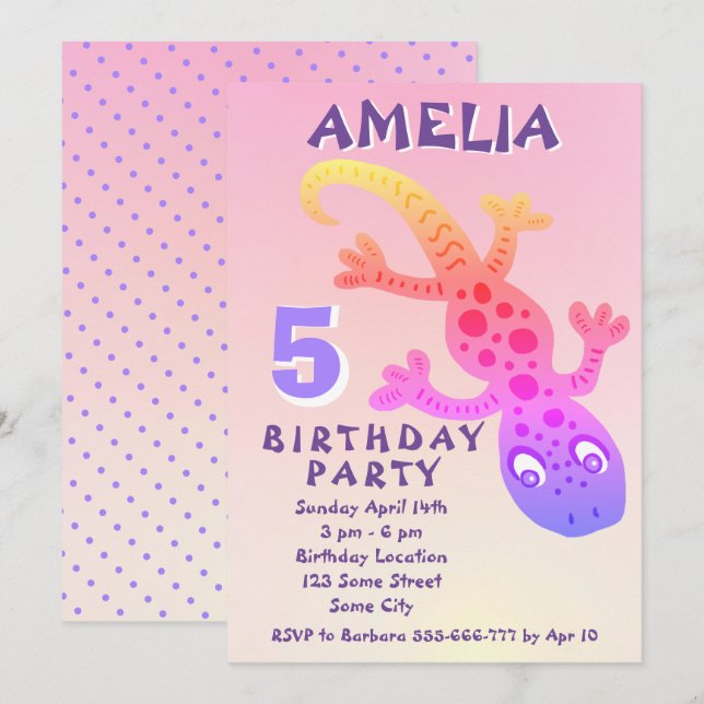 Invitation pour la fête d'anniversaire des filles  (Devant / Derrière)
