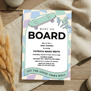 Invitation pour la fête de Baby Shower avec skateb