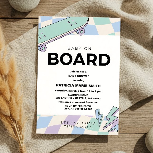 Invitation pour la fête de Baby Shower avec Skateb (Créateur téléchargé)