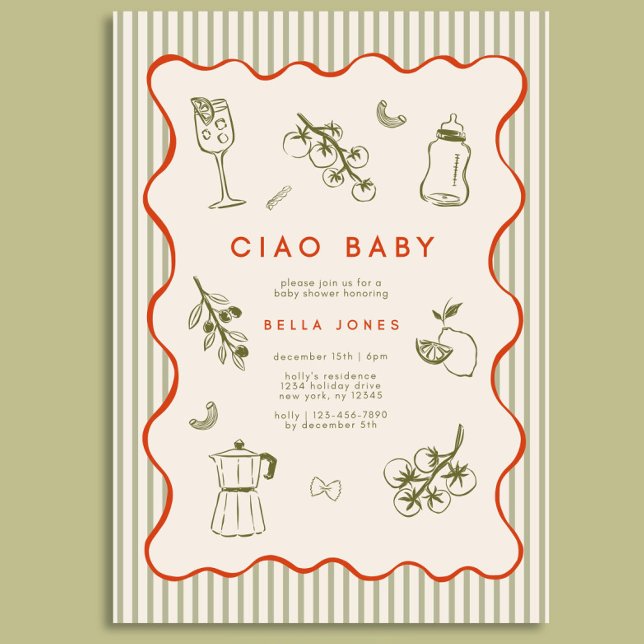 Invitation pour la fête de bébé Ciao Bambino (Créateur téléchargé)