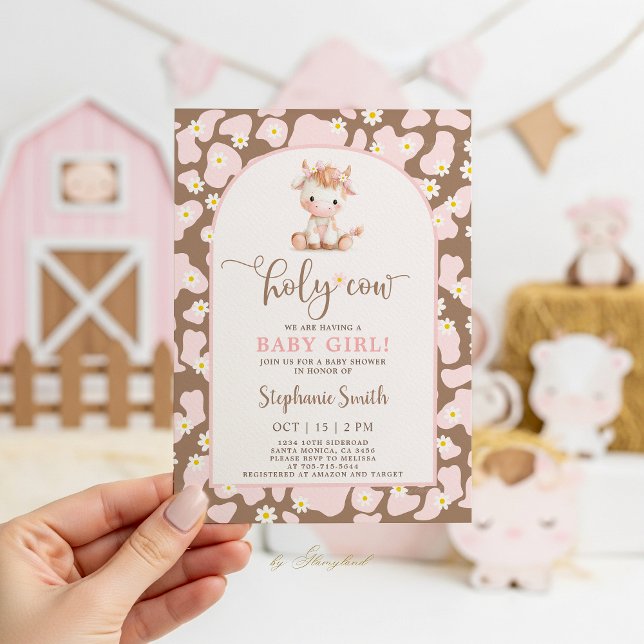 Invitation pour la fête de bébé fille Holy Cow (Créateur téléchargé)