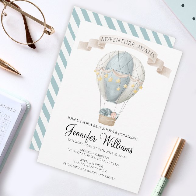 Invitation pour la fête de bébé garçon avec ballon (Créateur téléchargé)