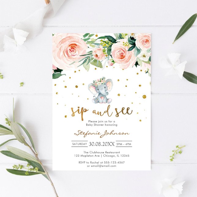 Invitation pour la fête de bébé 'Sip & See Little  (Créateur téléchargé)