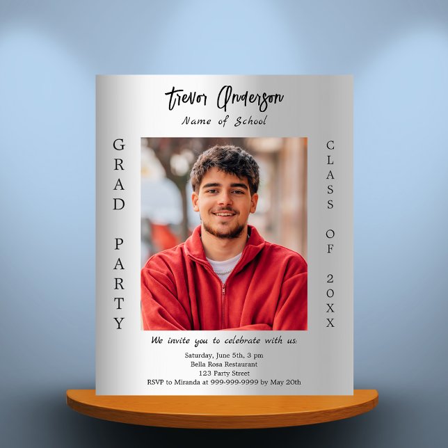 Invitation pour la fête de fin d'études argentée p (Créateur téléchargé)