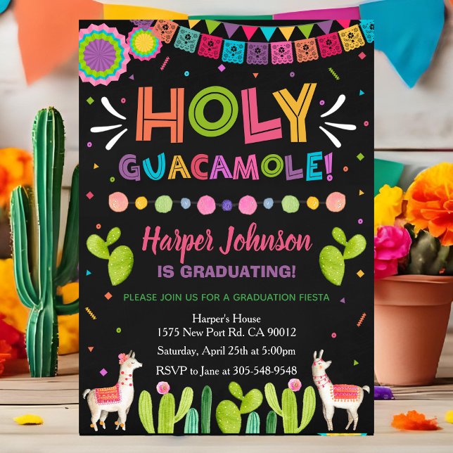 Invitation pour la fête de fin d'études Holy Guaca (Créateur téléchargé)