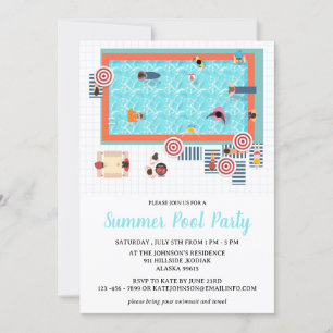 Invitation Pour la fête de la piscine d'été adulte