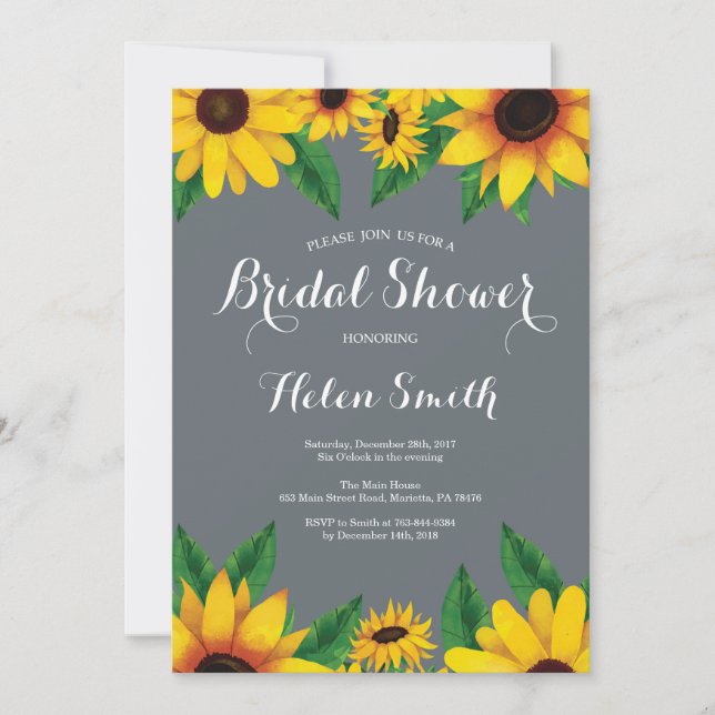 Invitation pour la fête de mariage aux tournesols (Devant)