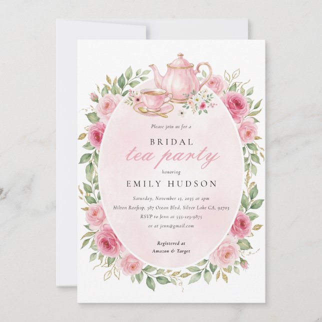 Invitation pour la fête de mariage Time for Tea (Devant)