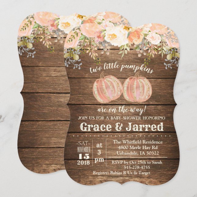 Invitation pour la fête de naissance de jumeaux au (Devant / Derrière)