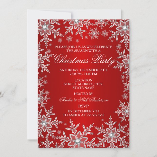 Invitation pour la fête de Noël au flocon de neige (Devant)