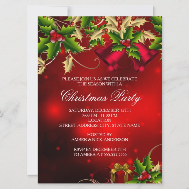 Invitation pour la fête de Noël aux feuilles de ho (Devant)