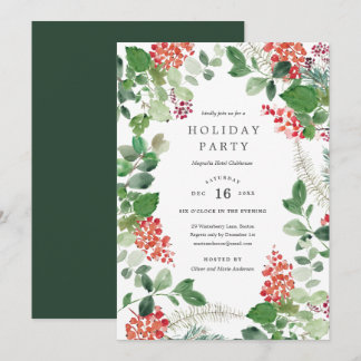 Invitation pour la fête de Noël avec des fleurs de