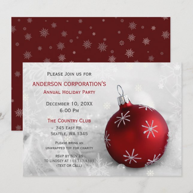 Invitation pour la fête de Noël festive argentée d (Devant / Derrière)
