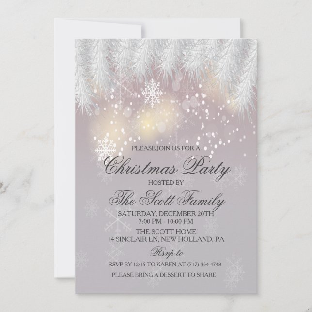 Invitation pour la fête de Noël flocon de neige d' (Devant)