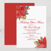 Invitation pour la fête de Noël Poinsettia