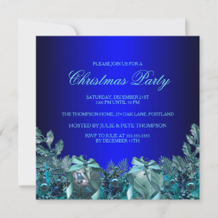 Invitation pour la fête de Noël Pretty Blue Bauble