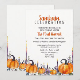 Invitation pour la fête de Samhain avec citrouille