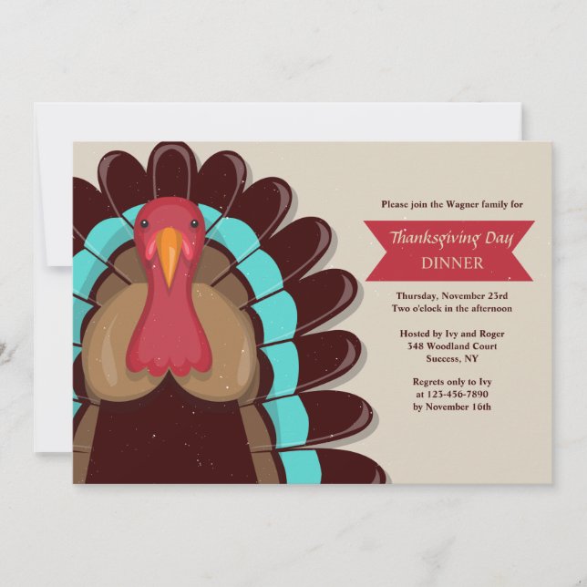 Invitation pour la fête de Thanksgiving de la dind (Devant)