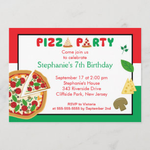 Invitation pour la fête des enfants Pizza