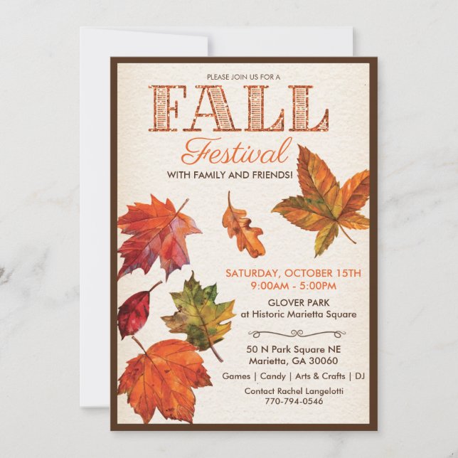 Invitation pour la Fête des Feuilles d'Automne de  (Devant)