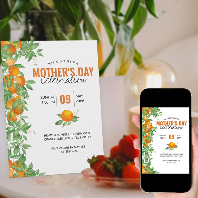 Invitation pour la fête des mères avec des oranges (Créateur téléchargé)