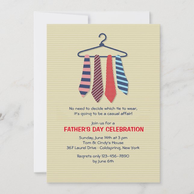 Invitation pour la fête des pères avec cravates (Devant)