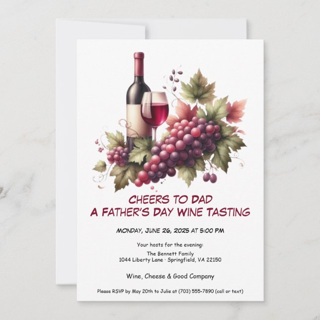 Invitation pour la fête des Pères - Vin Rouge & Ra (Devant)