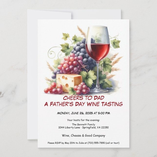Invitation pour la fête des Pères - Vin Rouge & Ra (Devant)