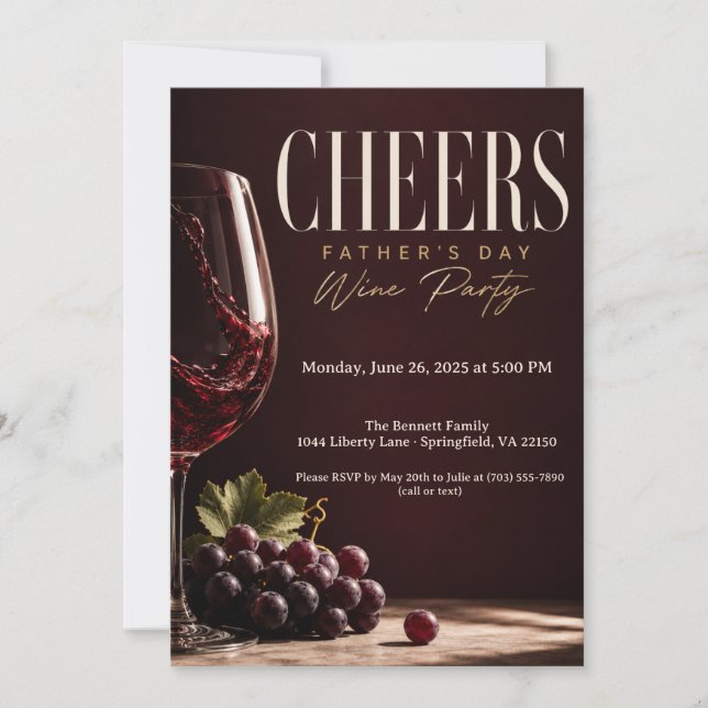 Invitation pour la fête des Pères - Vin Rouge & Ra (Devant)