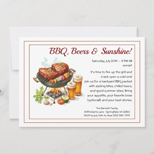 Invitation pour la fête d'été BBQ & Bière – Cuisin (Devant)