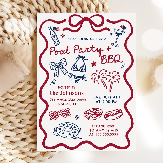 Invitation pour la fête d'été du 4 juillet BBQ & P (Créateur téléchargé)