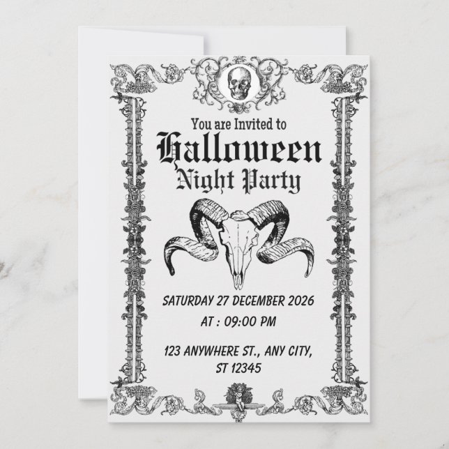 Invitation pour la fête d'Halloween Gothmas Sombre (Devant)