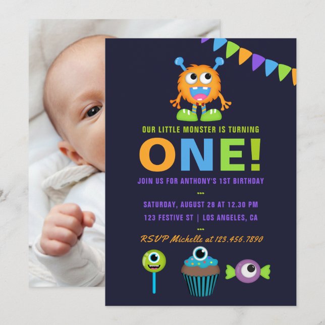 Invitation pour la fête du 1er anniversaire de Lit (Devant / Derrière)