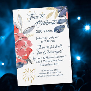 Invitation pour la fête du 4 juillet, 250 ans État