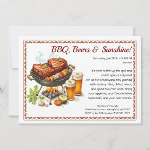 Invitation pour la fête estivale de BBQ et de bièr